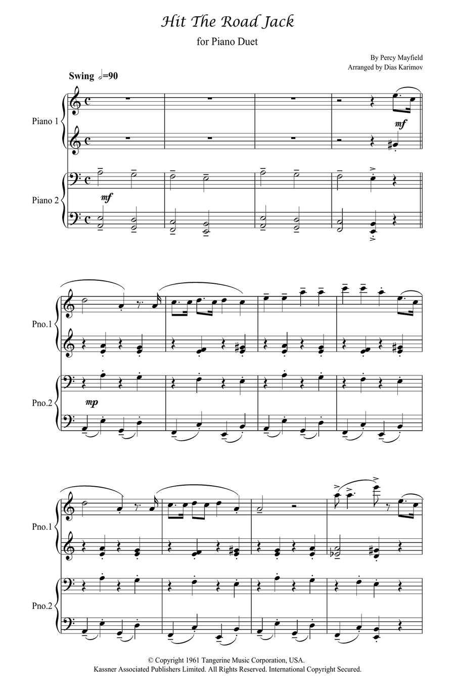 Hit The Road Jack 1 Piano, 4-Hands scores gallery preview page 1