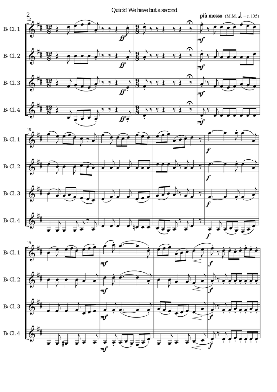 Quick we have but a second for clarinet quartet Clarinet Quartet scores gallery preview page 2