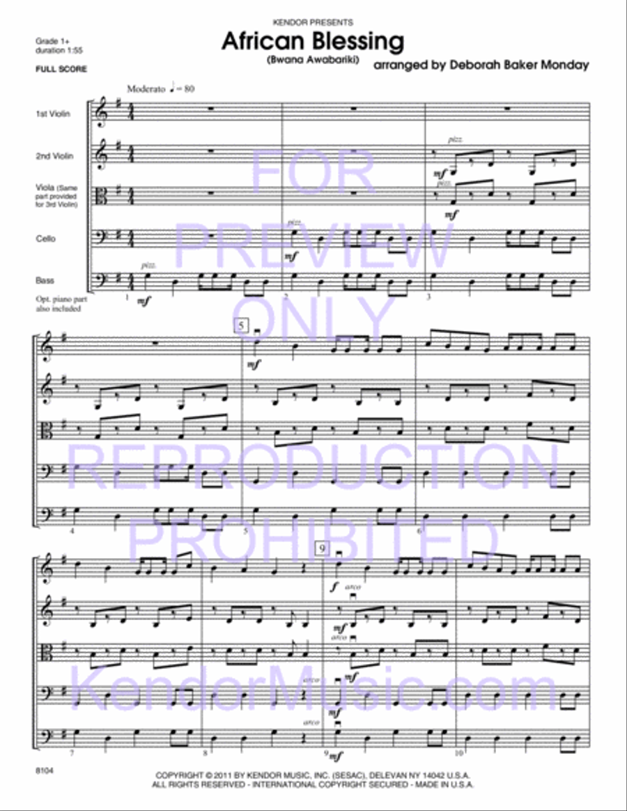 African Blessing (Bwana Awabariki) (Full Score) String Orchestra scores gallery preview page 2