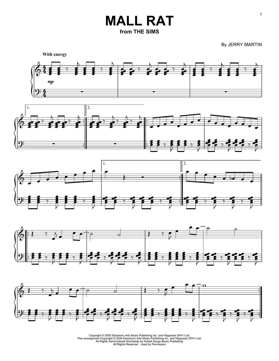Mall Rat (from The Sims) Piano Solo scores gallery preview page 1