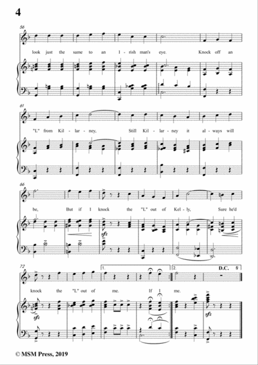 Bert Grant-If I Knock the 'L' Out of Kelly,in F Major,for Voice&Piano Voice scores gallery preview page 6
