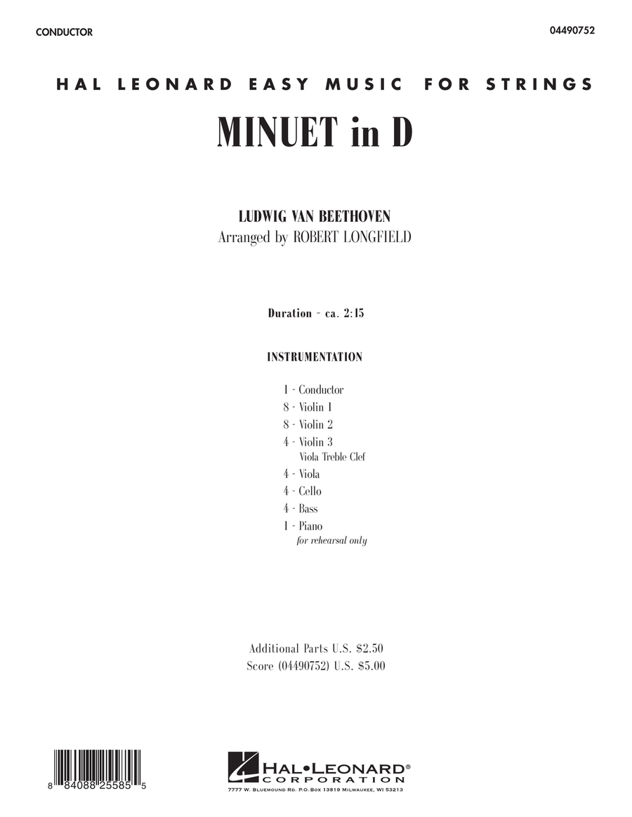 Minuet in D - Full Score Minuet in D - Full Score Orchestra scores gallery preview page 1
