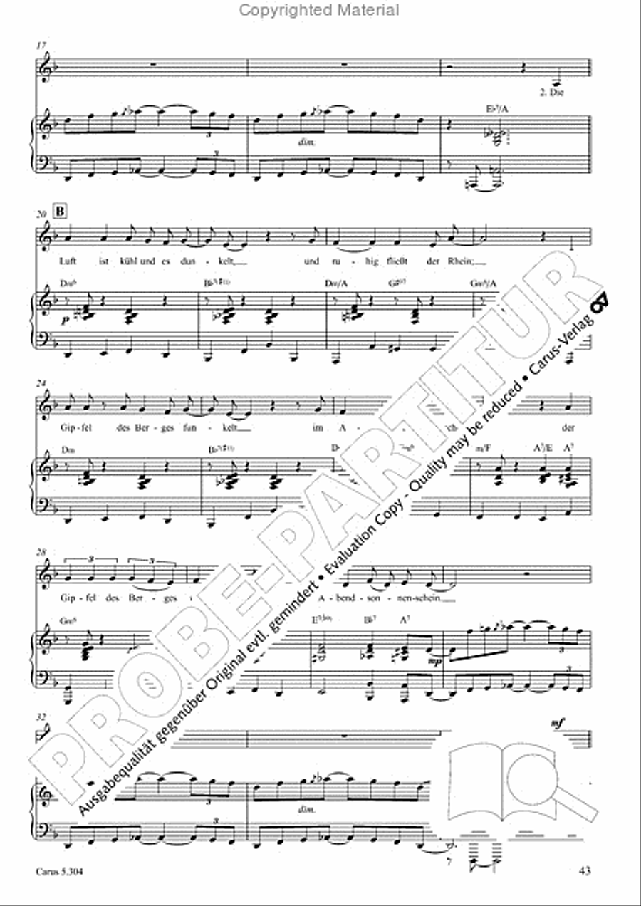 Schindler: Rosenzeit. Ein Liederzyklus uber die Liebe. Chansons fur Singstimme und Klavier Piano scores gallery preview page 44