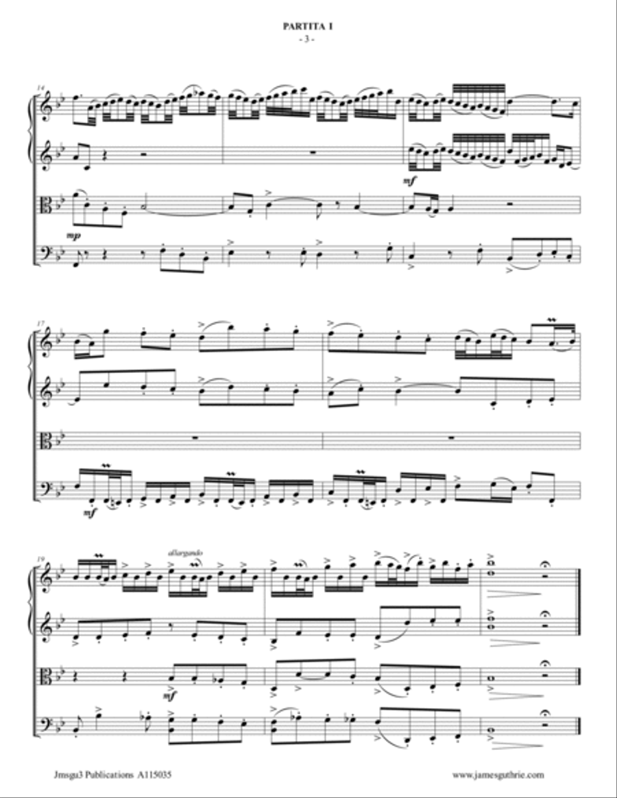 BACH: 6 Partitas Complete BWV 825-830 for String Quartet String Quartet scores gallery preview page 3
