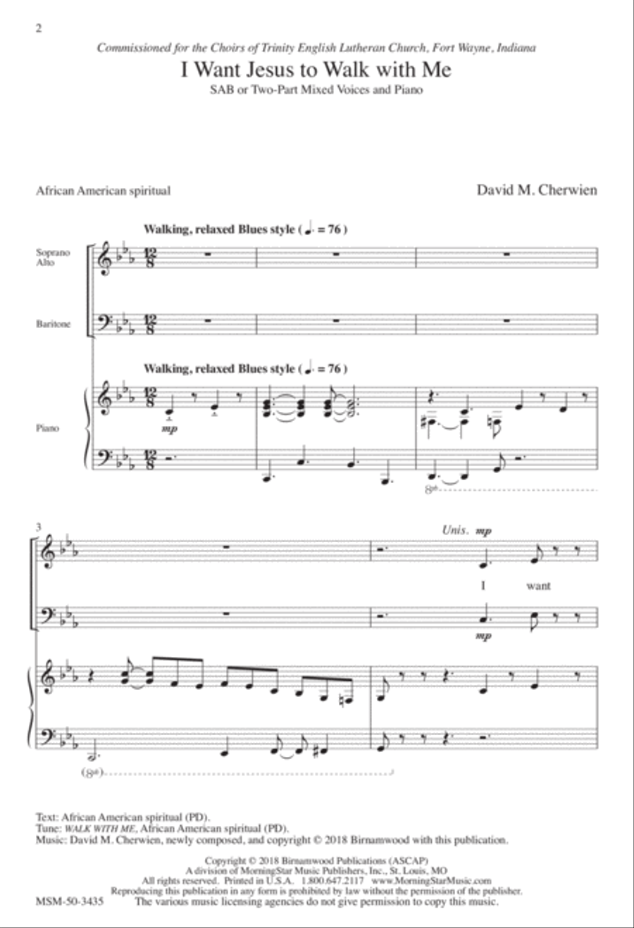 I Want Jesus to Walk with Me 3-Part scores gallery preview page 2