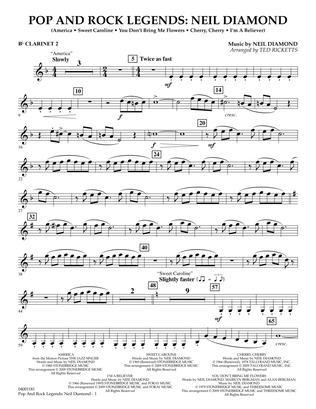 Pop and Rock Legends - Neil Diamond - Bb Clarinet 2