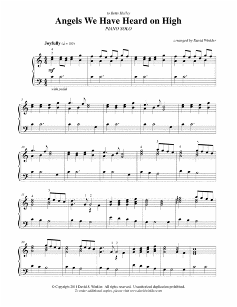 Angels We Have Heard on High Piano Solo scores gallery preview page 1