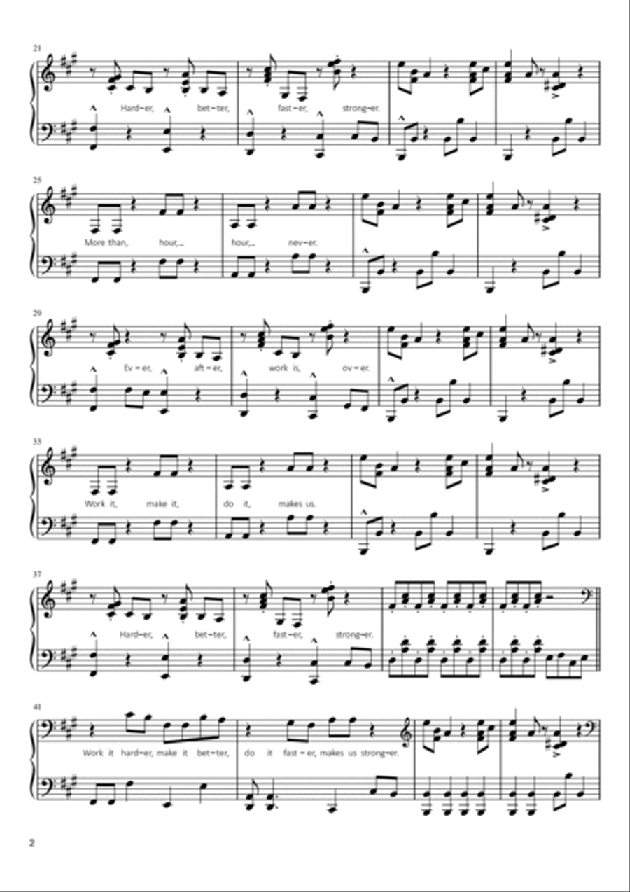 Harder, Better, Faster, Stronger Piano Solo scores gallery preview page 2