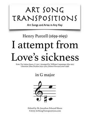 Book cover for PURCELL: I attempt from Love's sickness (transposed to G major)