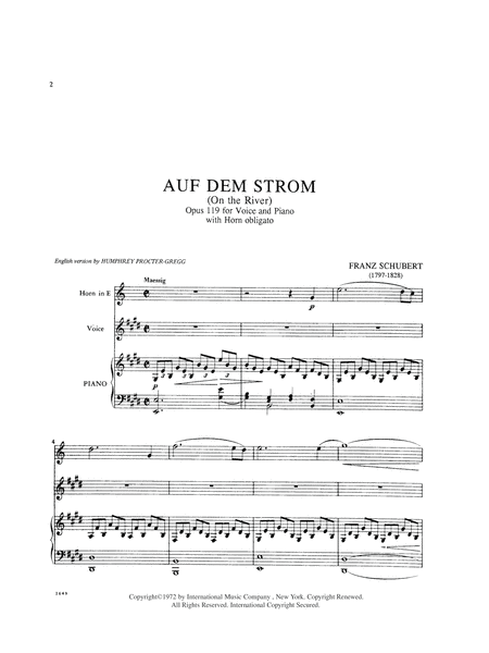 Auf Dem Strom (On The River) Opus 119 (With E Horn Obl.) (G. &. E.)