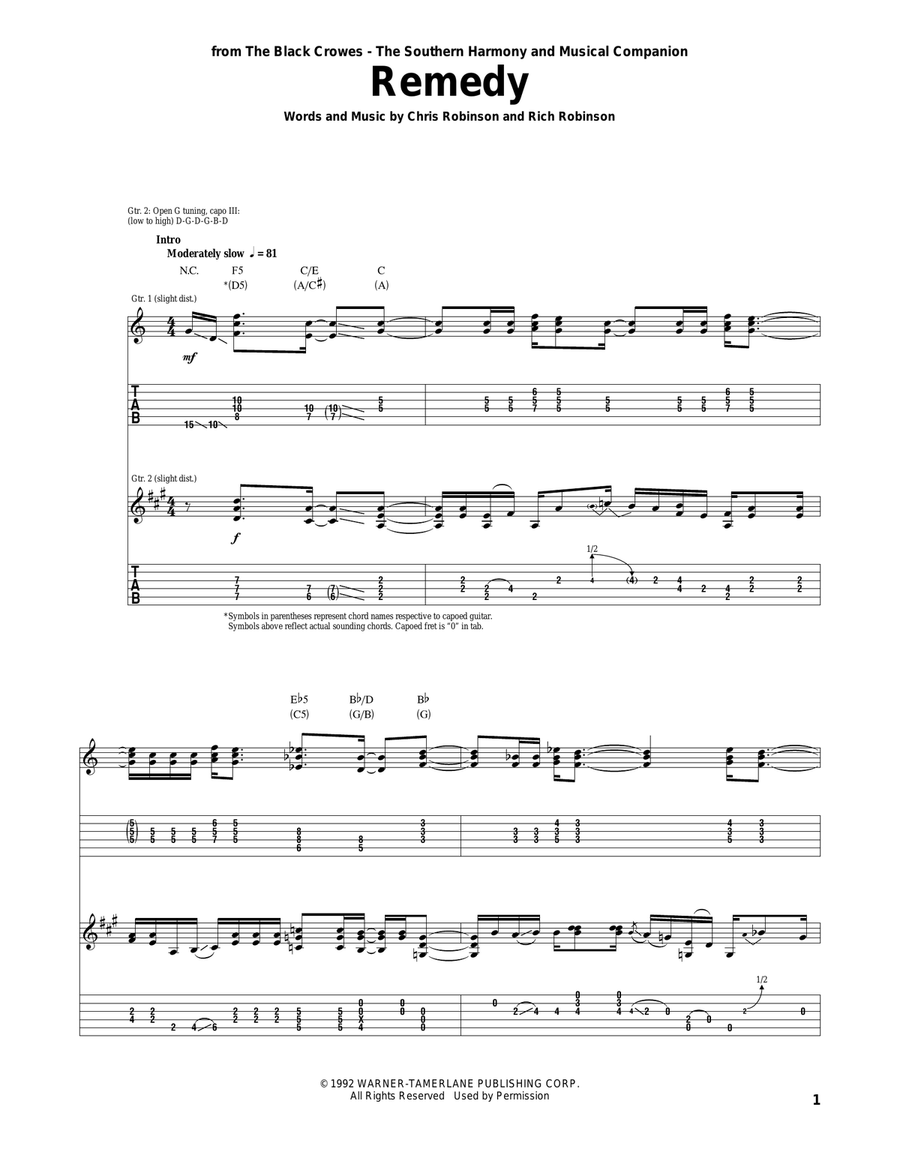 Remedy Acoustic Guitar scores gallery preview page 1