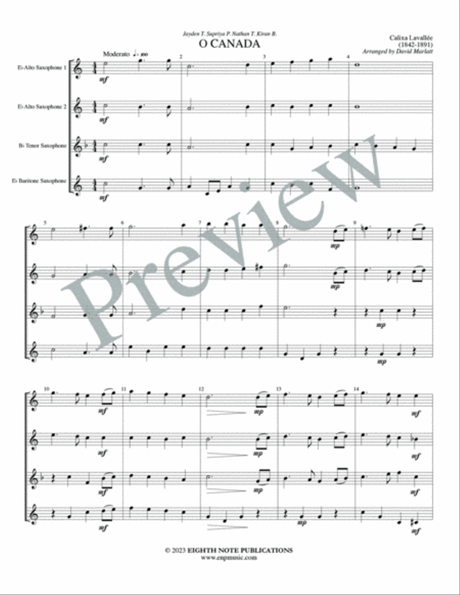O Canada O Canada Small Ensemble scores gallery preview page 3