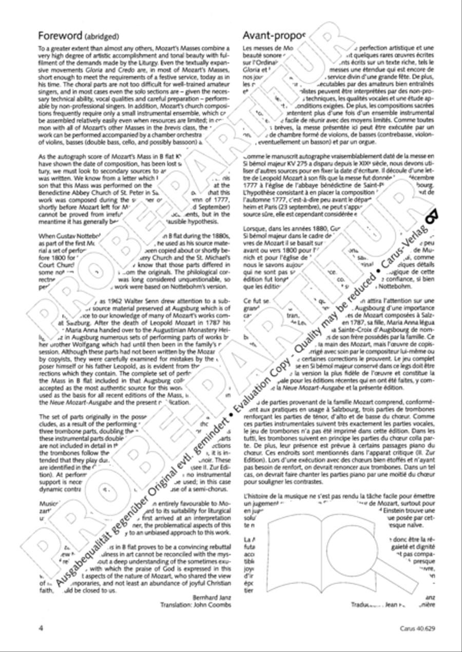 Missa brevis in B flat major 4-Part scores gallery preview page 5