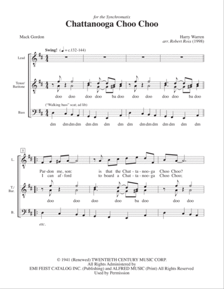 Chattanooga Choo Choo TTBB scores gallery preview page 1