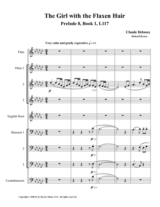 The Girl with the Flaxen Hair, Prelude 8, Book 1 by Claude Debussy (Double Reed Octet + Flute)