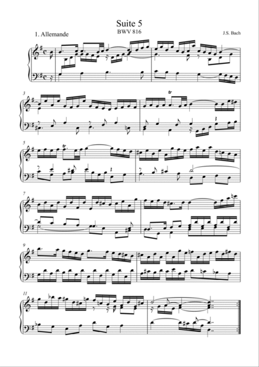 Bach-French Suite No.5 in G major, BWV 816(Piano) Piano Solo scores gallery preview page 2