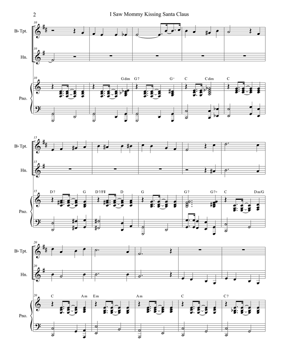 I Saw Mommy Kissing Santa Claus Brass Duet scores gallery preview page 2
