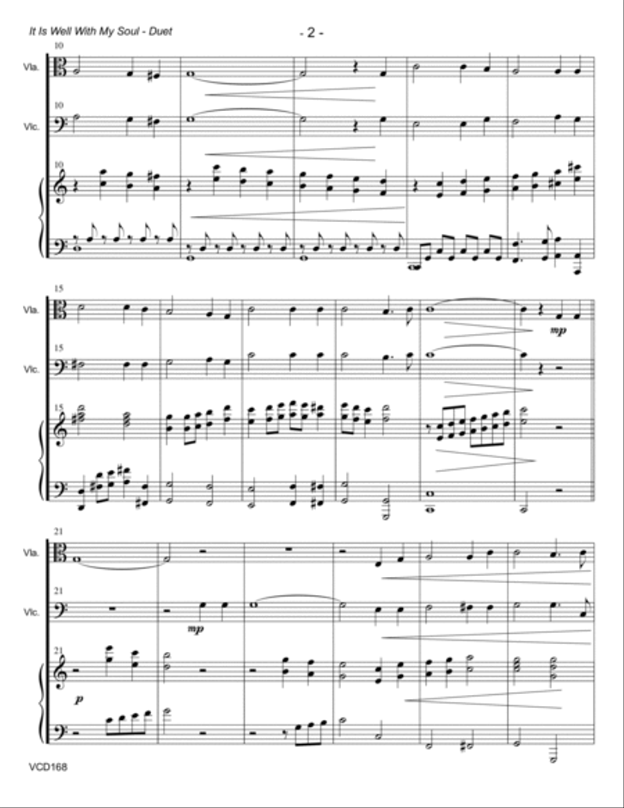 IT IS WELL WITH MY SOUL - VIOLA & CELLO Duet with Piano Accompaniment String Duet scores gallery preview page 2