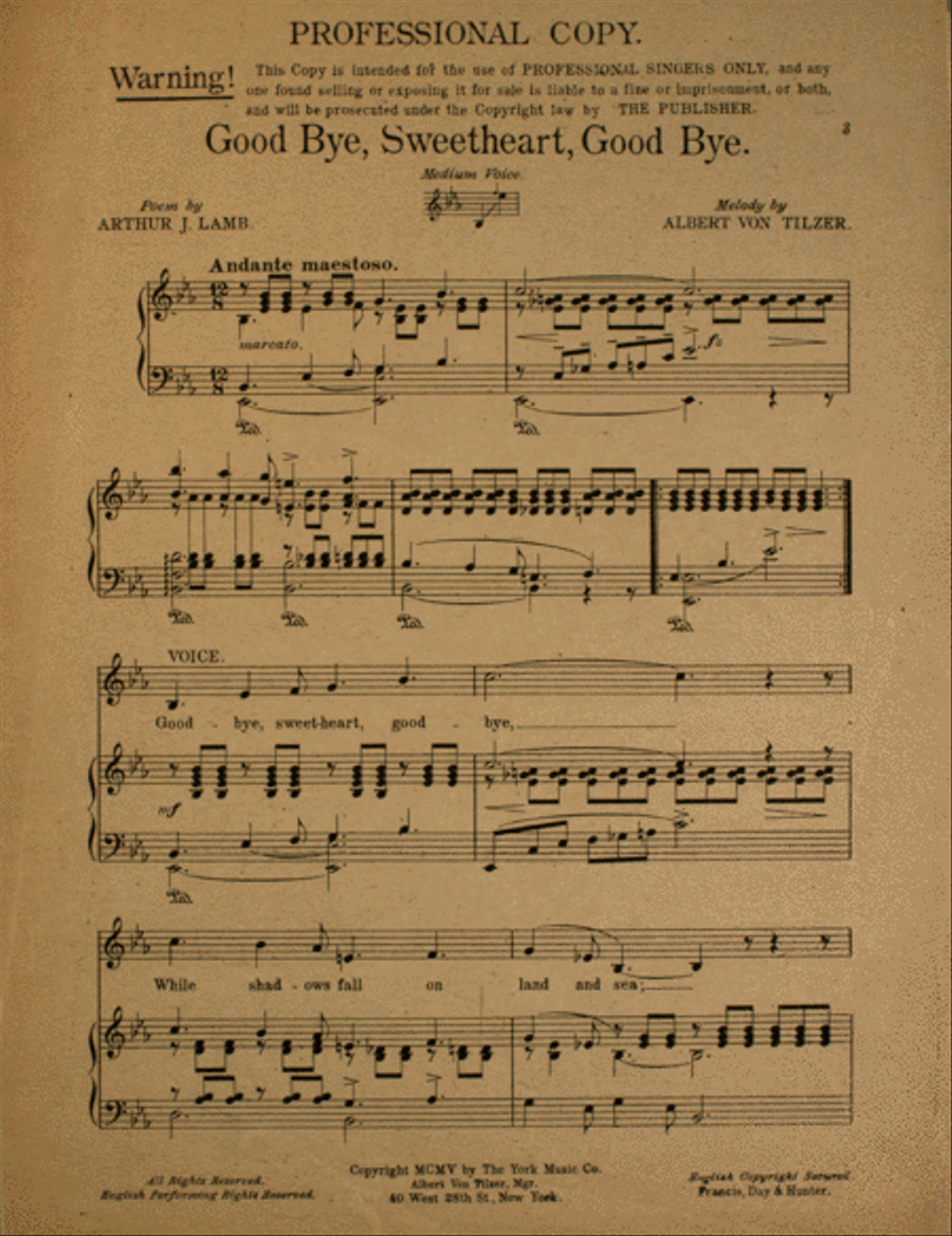 Good Bye, Sweetheart, Good Bye Voice scores gallery preview page 1