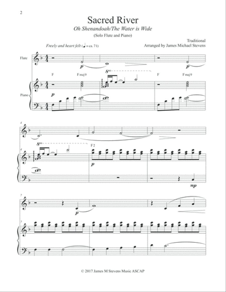 Sacred River - Flute/Piano - O Shenandoah/The Water is Wide Flute Solo scores gallery preview page 2