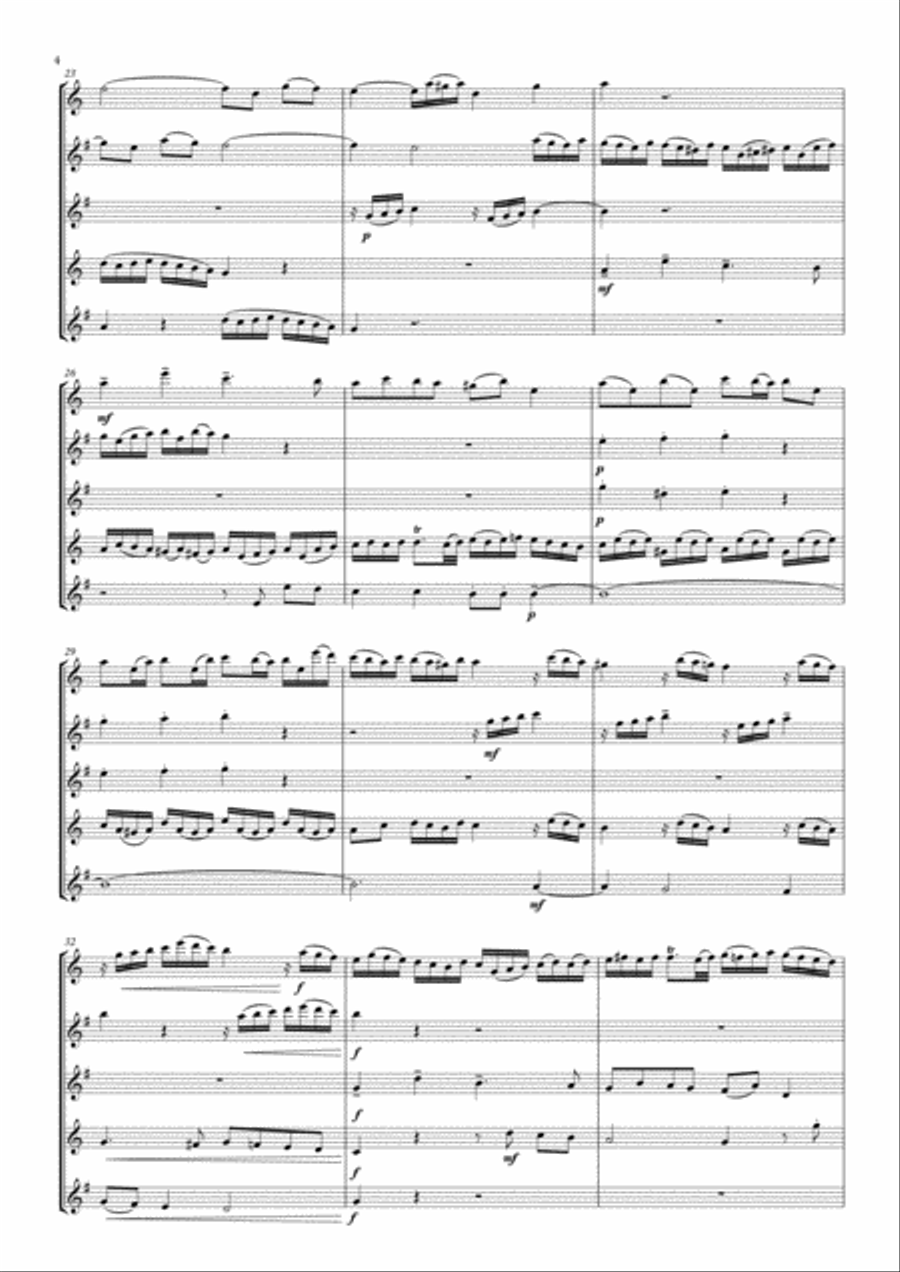 FUGUE en sol mineur BWV 578 Woodwind Quartet scores gallery preview page 4