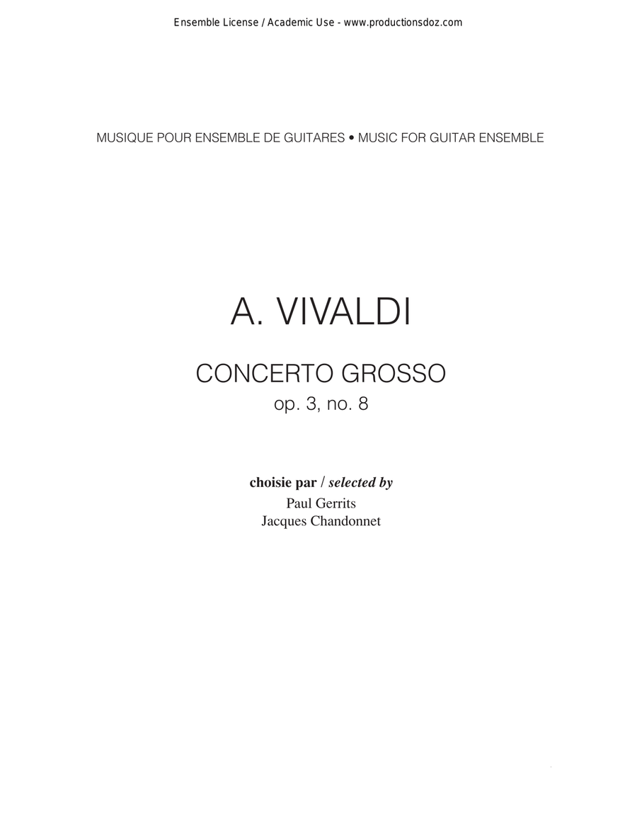 Concerto grosso op. 3, no. 8 (3-7 guit.)