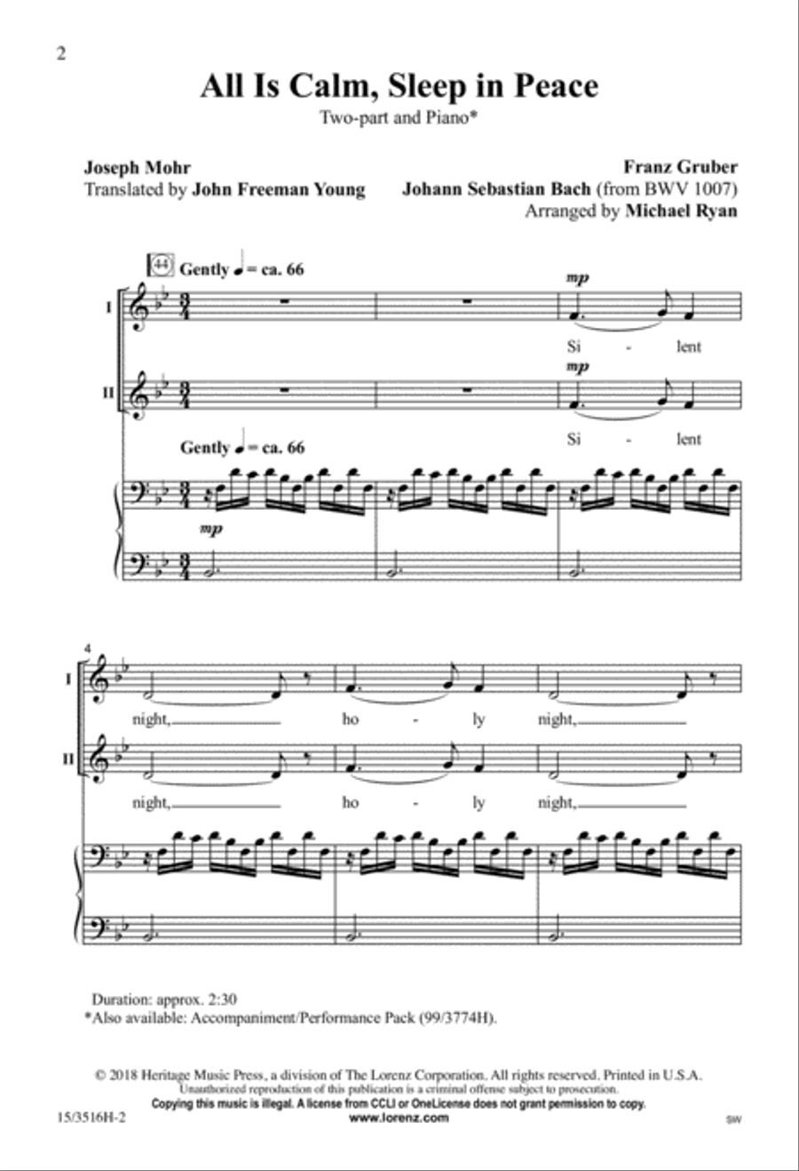 All is Calm, Sleep in Peace 2-Part scores gallery preview page 2