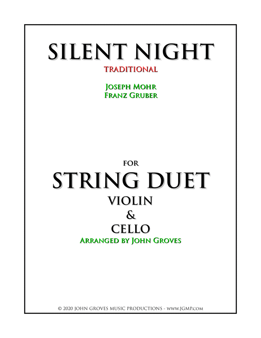 Silent Night - Violin & Cello Duet String Duet scores gallery preview page 1
