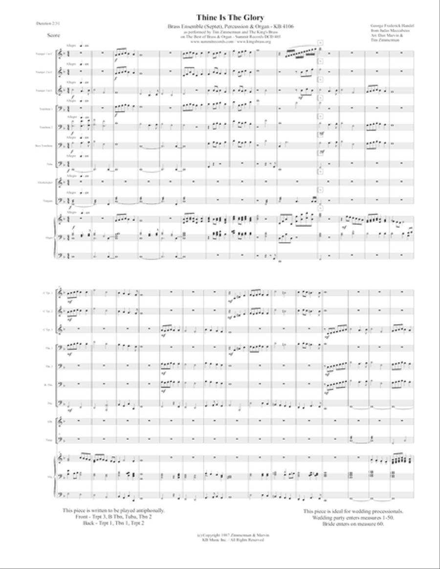 Thine Is The Glory from Judas Maccabeus (for Brass Septet, Percussion & Organ) Large Ensemble scores gallery preview page 3