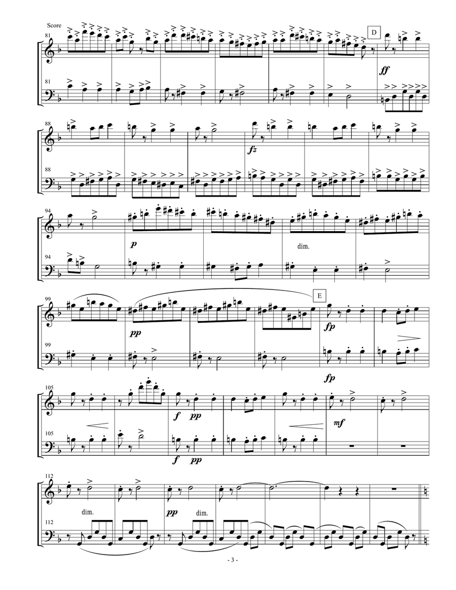 Dvorak Slavonic Dance #6 for flute and bassoon duet Woodwind Duet scores gallery preview page 3