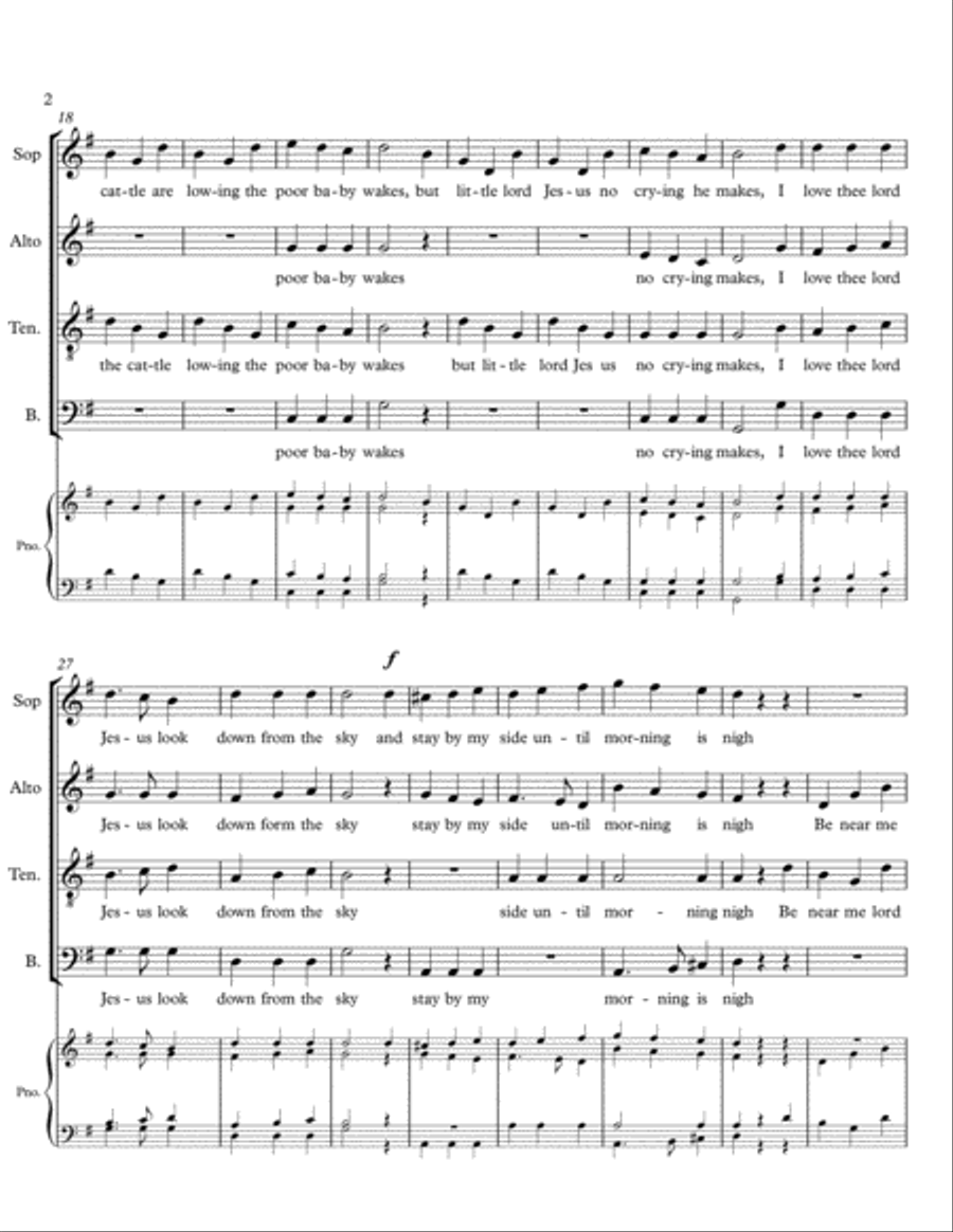 Away in a Manger for SATB, op. 46, #1 4-Part scores gallery preview page 2