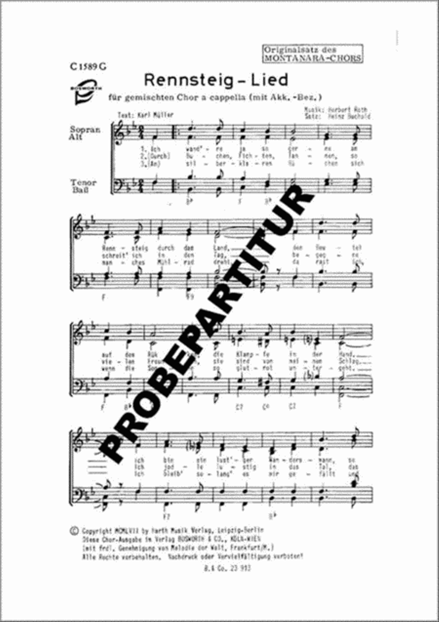 Rennsteig-Lied Mixed Choir scores gallery preview page 1