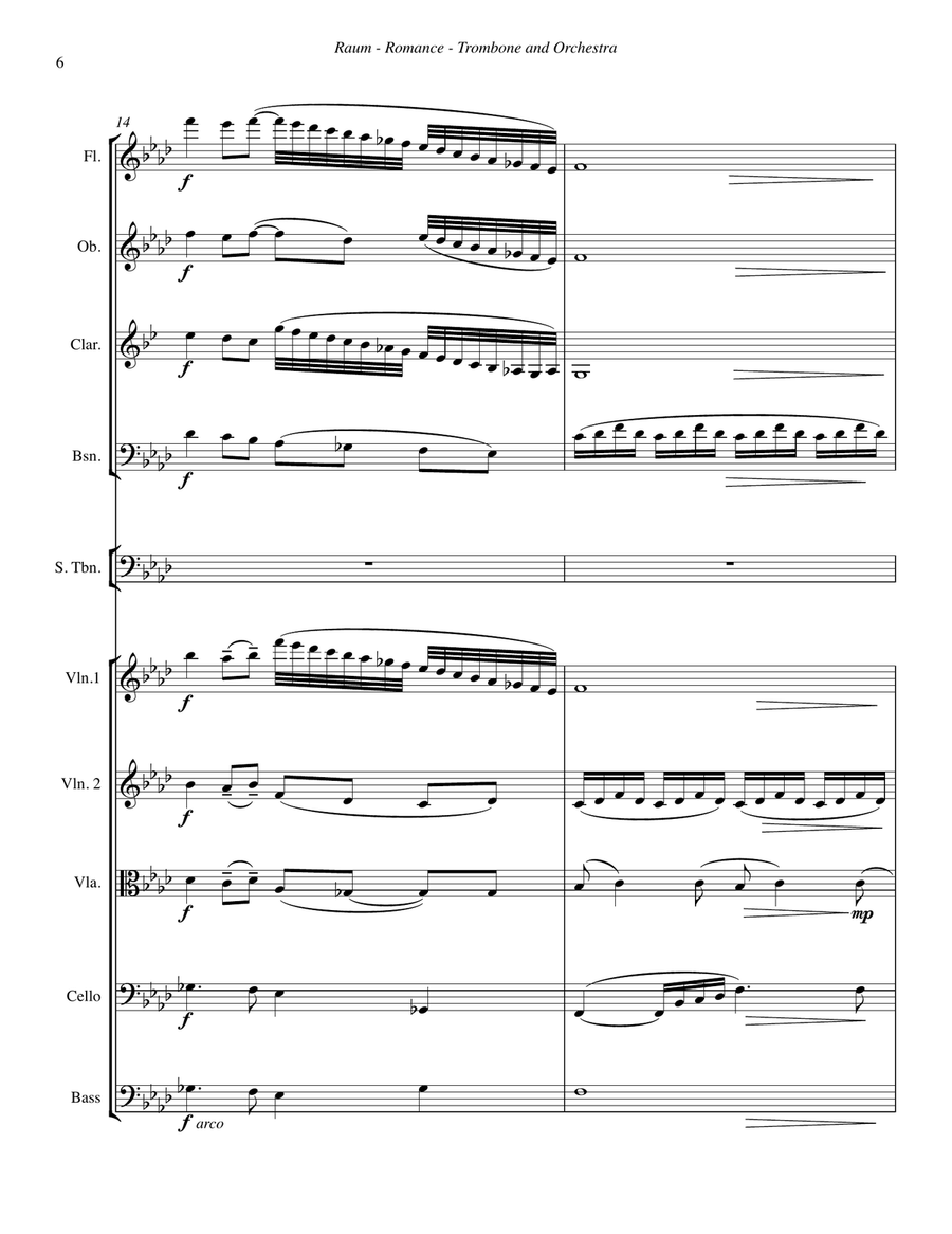 Romance for Trombone Solo and Orchestra Full Orchestra scores gallery preview page 6