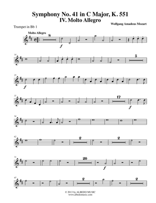 Mozart Symphony No. 41, Jupiter, Movement IV - Trumpet in Bb 1 (Transposed Part), K. 551