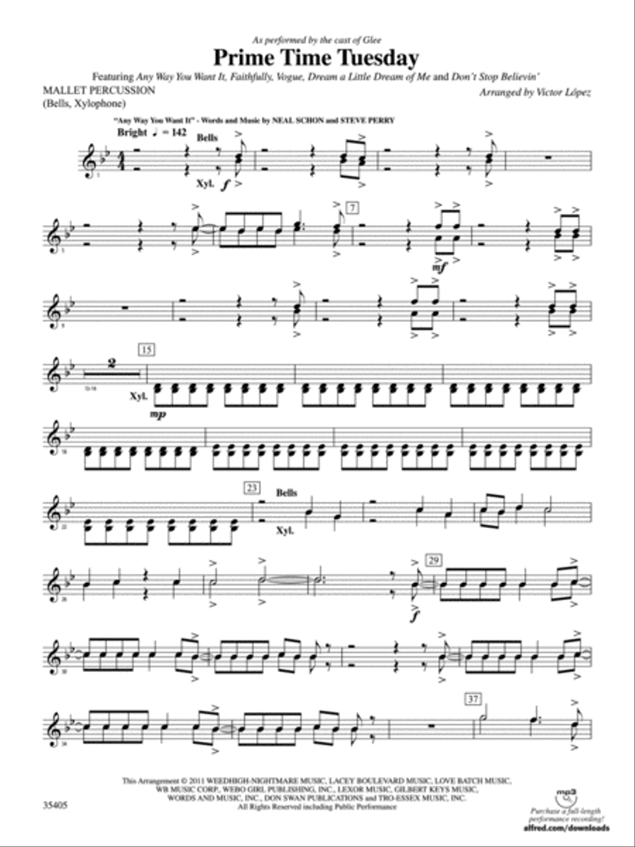 Prime Time Tuesday: Mallets Concert Band scores gallery preview page 1
