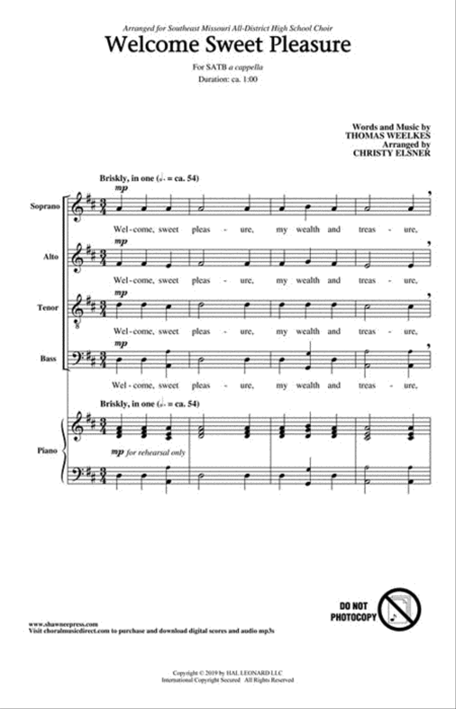 Welcome Sweet Pleasure 4-Part scores gallery preview page 2