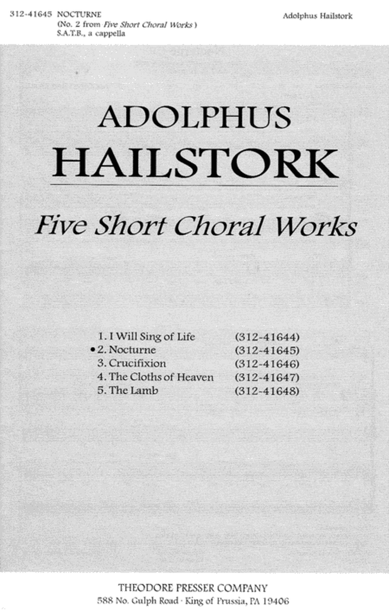 Five Short Choral Works: Nocturne