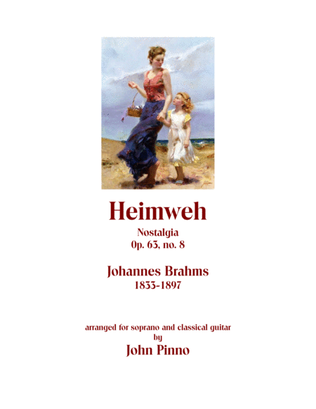 Book cover for Heimweh (Johannes Brahms) for soprano (mezzo-soprano, tenor) and classical guitar