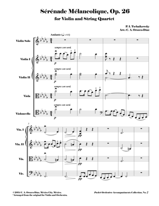 Tchaikowsky - Sérénade Mélancolique, Op. 26 for Violin and String Quartet (Reduction of the Origi