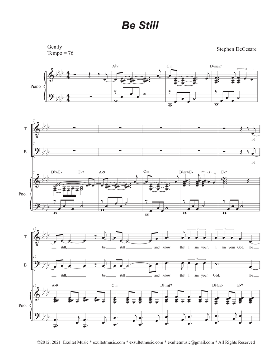 Be Still (Duet for Tenor and Bass solo) Tenor Voice scores gallery preview page 1