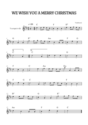 We Wish You a Merry Christmas for trumpet • easy Christmas sheet music with chords
