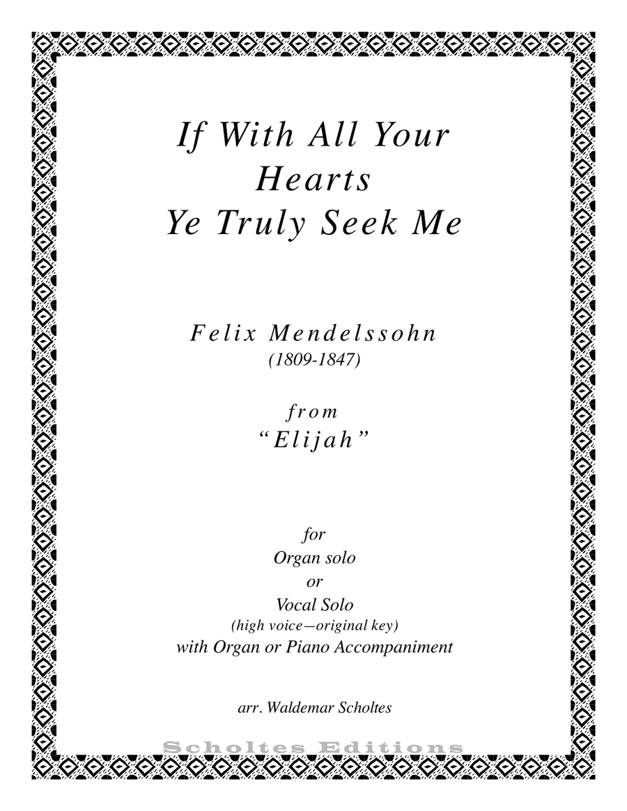 If with all your hearts ye truly seek me (in Eb high voice original) High Voice scores gallery preview page 1