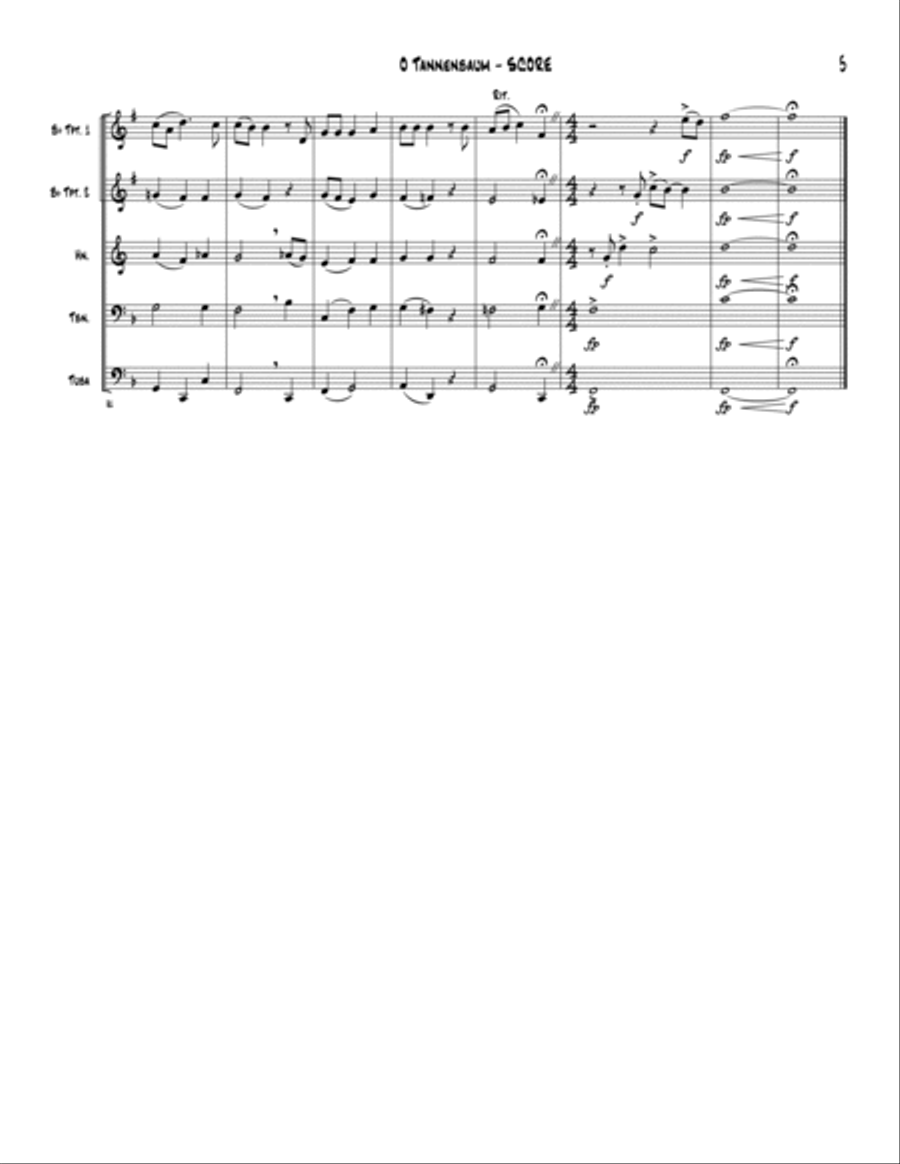O Tannenbaum (O Christmas Tree) - brass quintet Brass Quintet scores gallery preview page 6