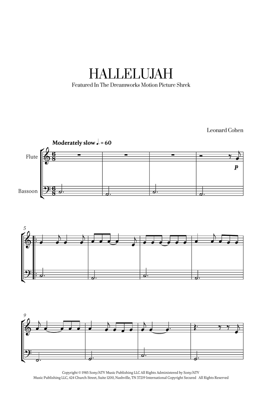 Hallelujah Hallelujah Woodwind Duet scores gallery preview page 1