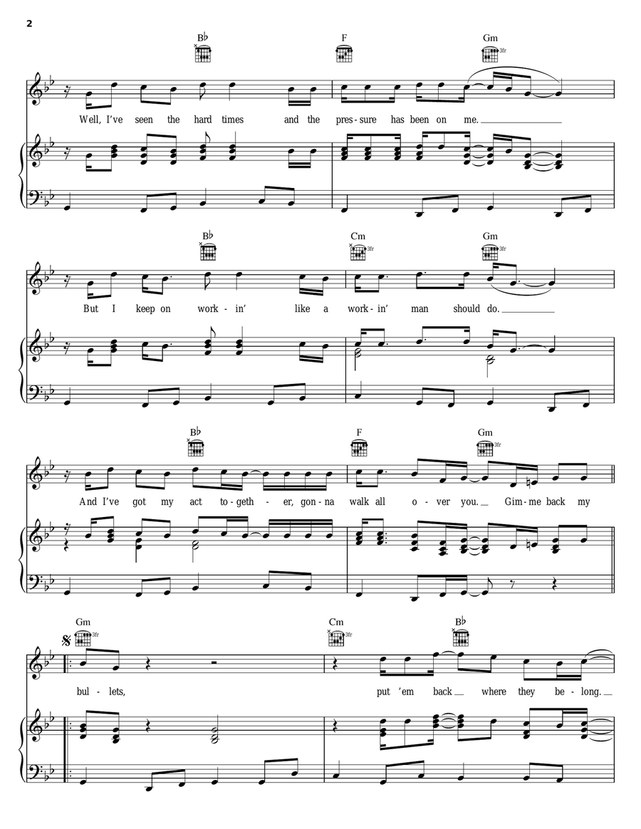 Gimme Back My Bullets Piano, Vocal, Guitar scores gallery preview page 2