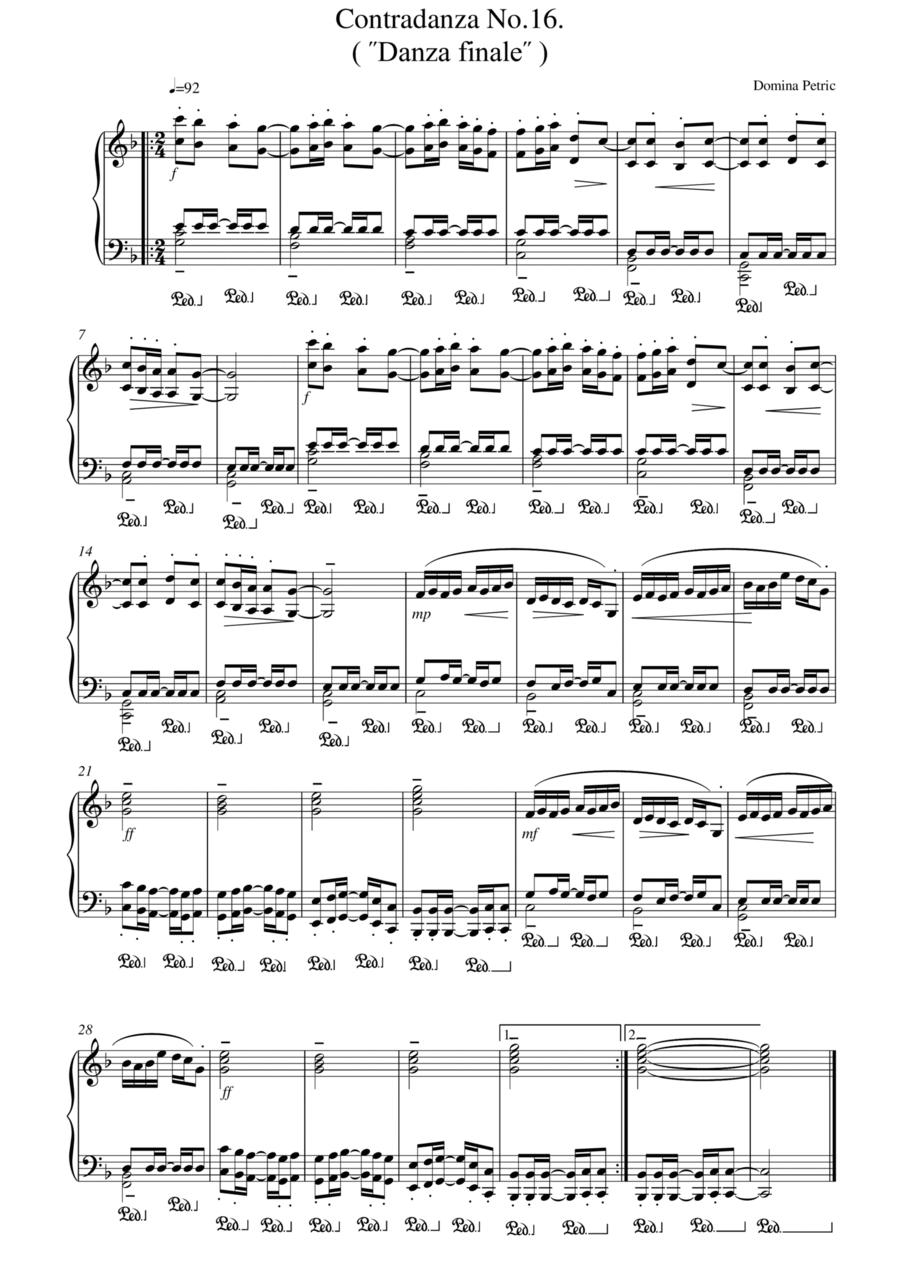Sixteenth Contradanza: Danza Finale Piano Solo scores gallery preview page 1