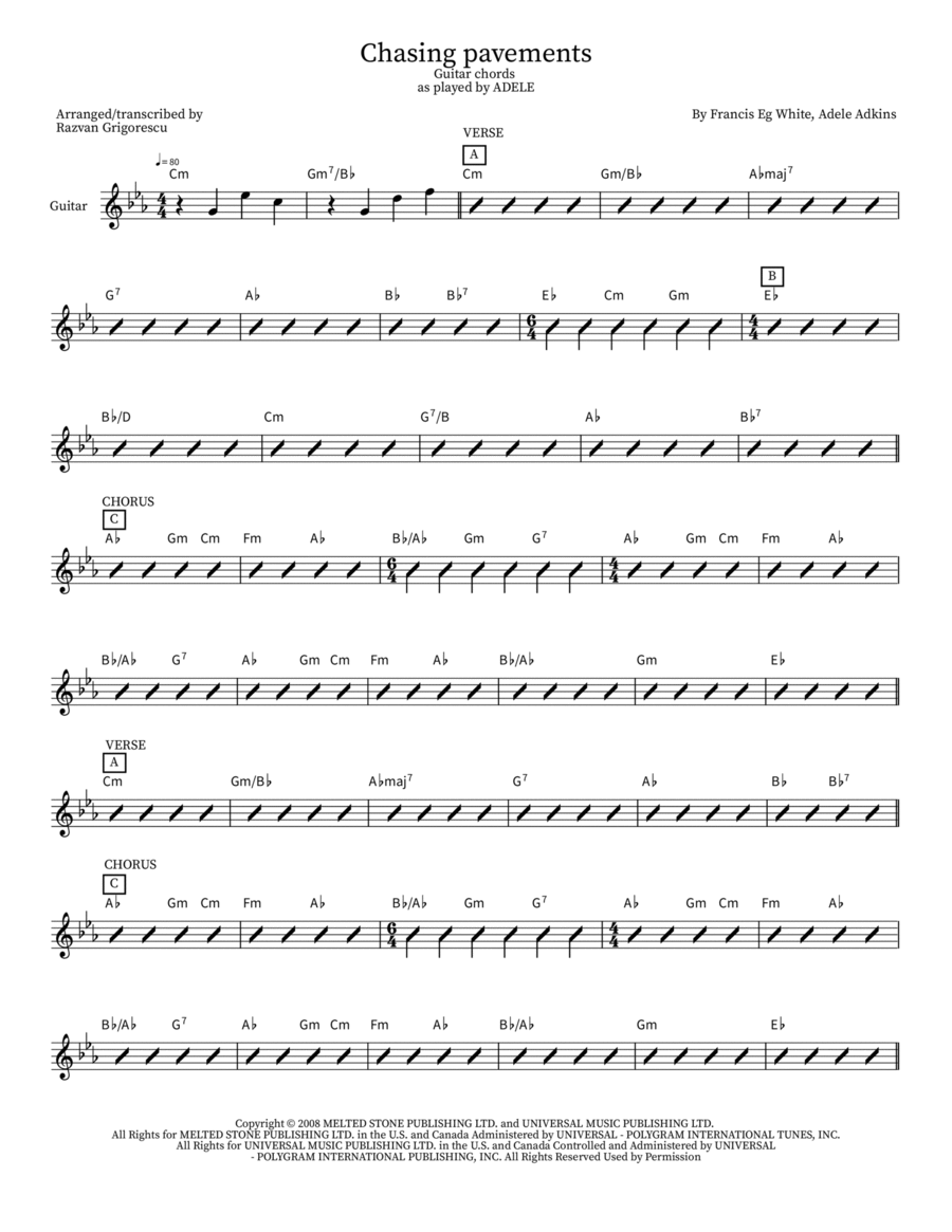 Chasing Pavements Chasing Pavements Electric Guitar scores gallery preview page 1