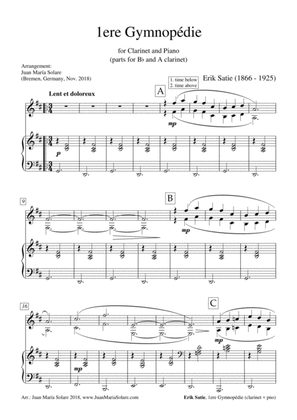 Gymnopedie no. 1 [clarinet + piano]