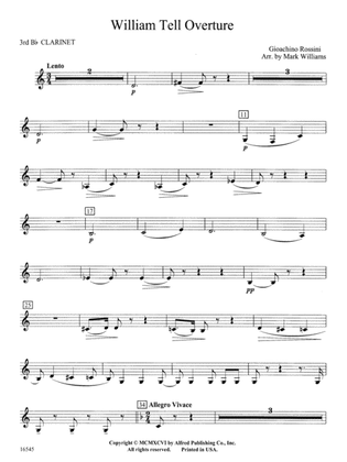William Tell Overture: 3rd B-flat Clarinet