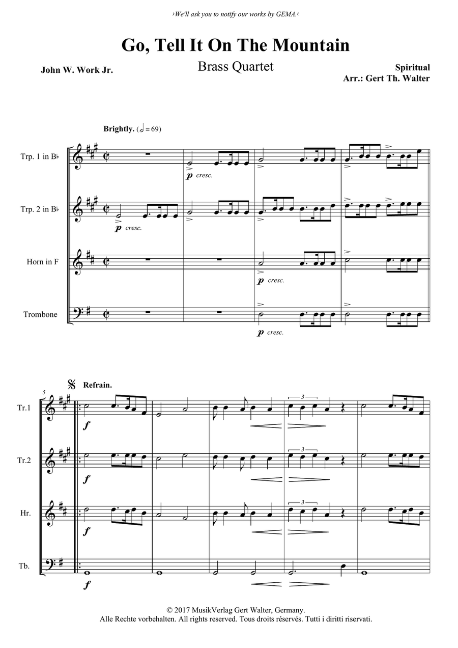 Go, Tell It On The Mountain Christmas scores gallery preview page 1